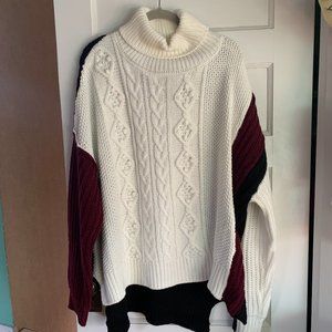 F21 Colour block Turtleneck Knit Sweater
